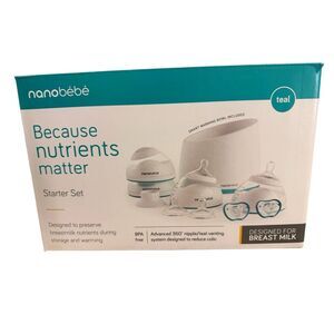 Nanobebe Baby Dishwasher-Safe Feeding Starter Kit BPA-Free with 4 Bottles Teal
